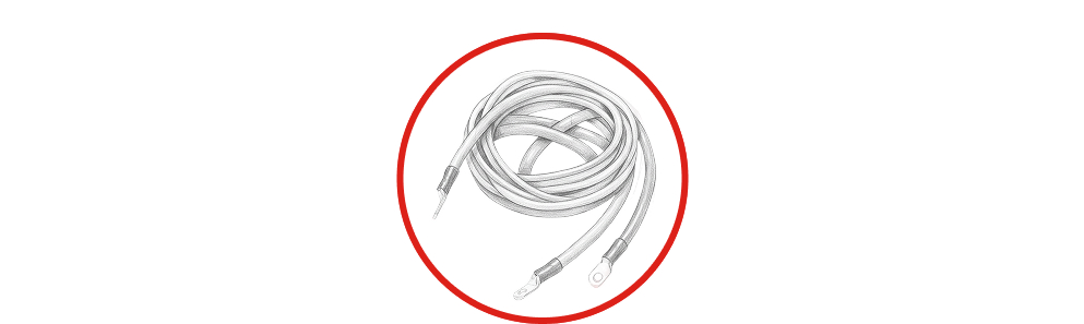 Illustration of battery cables and wiring
