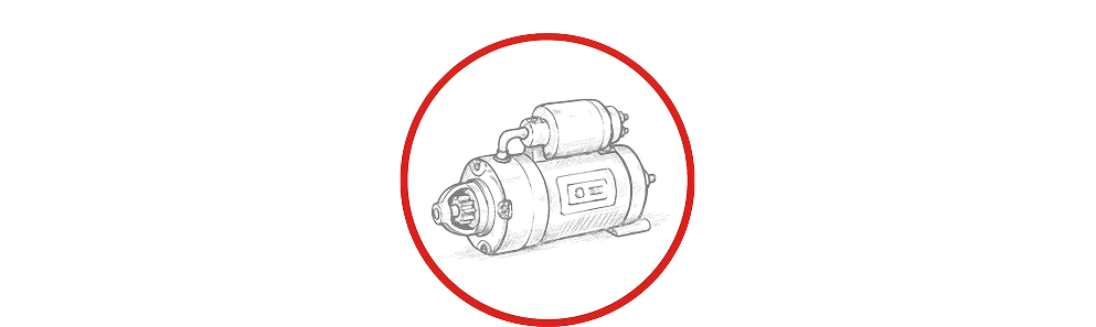 Illustration of a heavy-duty vehicle starter motor