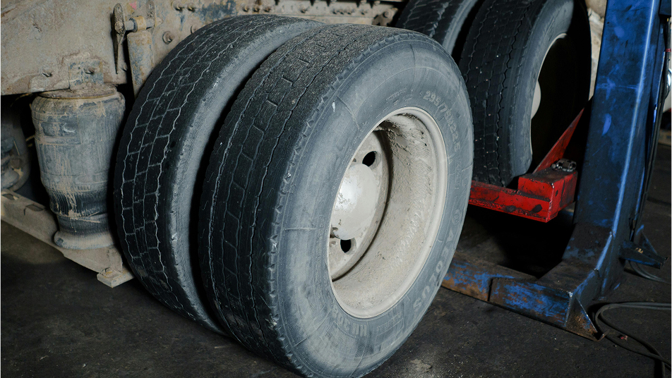 two tires on a semi truck